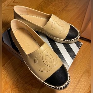 CHANEL Lambskin Leather Espadrilles